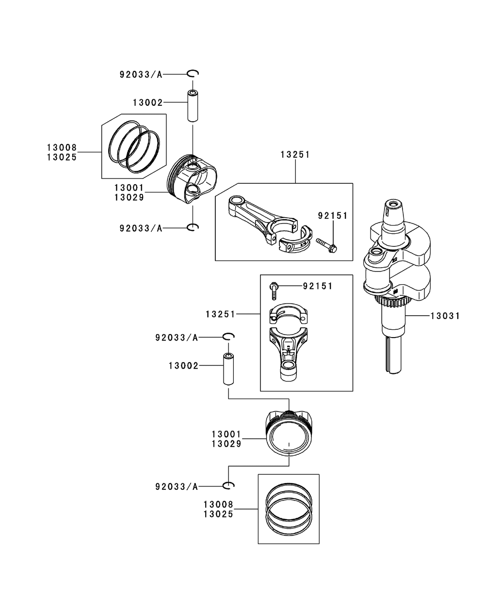 Kawasaki Fr730v-As05 Piston And Crankshaft Diagram and Parts List for Z-FORCESZ48 (17AIDGHB-17AIDGHB010)(2015) Cub Cadet Lawn Tractor
